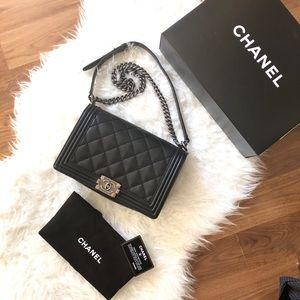 *SOLD*CHANEL BLACK BOY FLAP HANDBAG NEW MEDIUM SZ